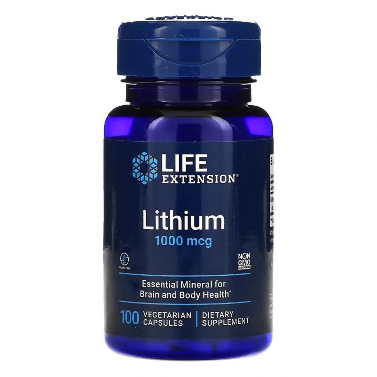 Літій, 1000 мкг, Lithium, Life Extension, 100 вегетаріанських капсул