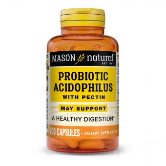 Пробіотик з пектином, Probiotic Acidophilus With Pectin, Mason Natural, 100 капсул