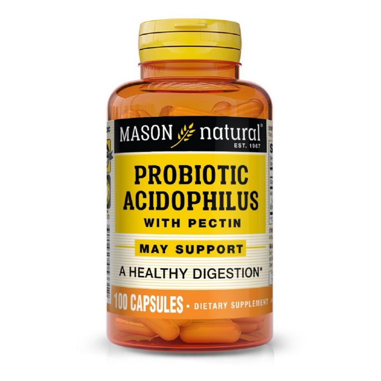 Пробіотик з пектином, Probiotic Acidophilus With Pectin, Mason Natural, 100 капсул