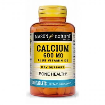 Кальцій 600 мг + Вітамін D3, Calcium 600мг Plus Vitamin D3, Mason Natural, 200 таблеток