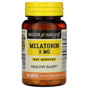 Мелатонін 3 мг, Melatonin, Mason Natural, 60 таблеток