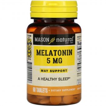Мелатонін 5 мг, Melatonin, Mason Natural, 60 таблеток