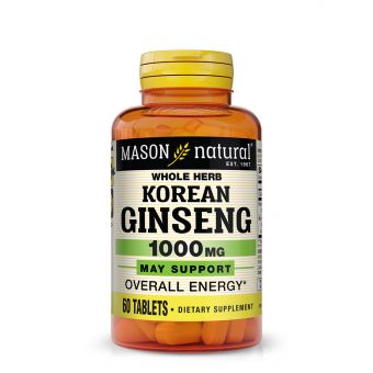 Женьшень Корейський, 1000 мг, Korean Ginseng, Mason Natural, 60 таблеток