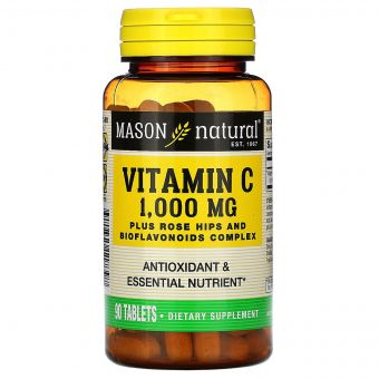 Вітамін C 1000 мг з шипшиною і біофлавоноїдами, Vitamin C, Mason Natural, 90 таблеток