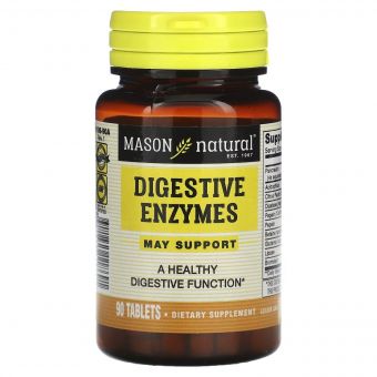 Травні ферменти, Digestive Enzymes, Mason Natural, 90 таблеток
