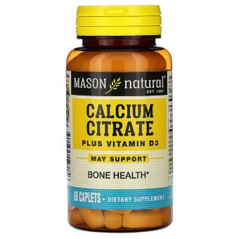 Цитрат Кальцію + Вітамін D3, Calcium Citrate Plus Vitamin D3, Mason Natural, 60 капсул