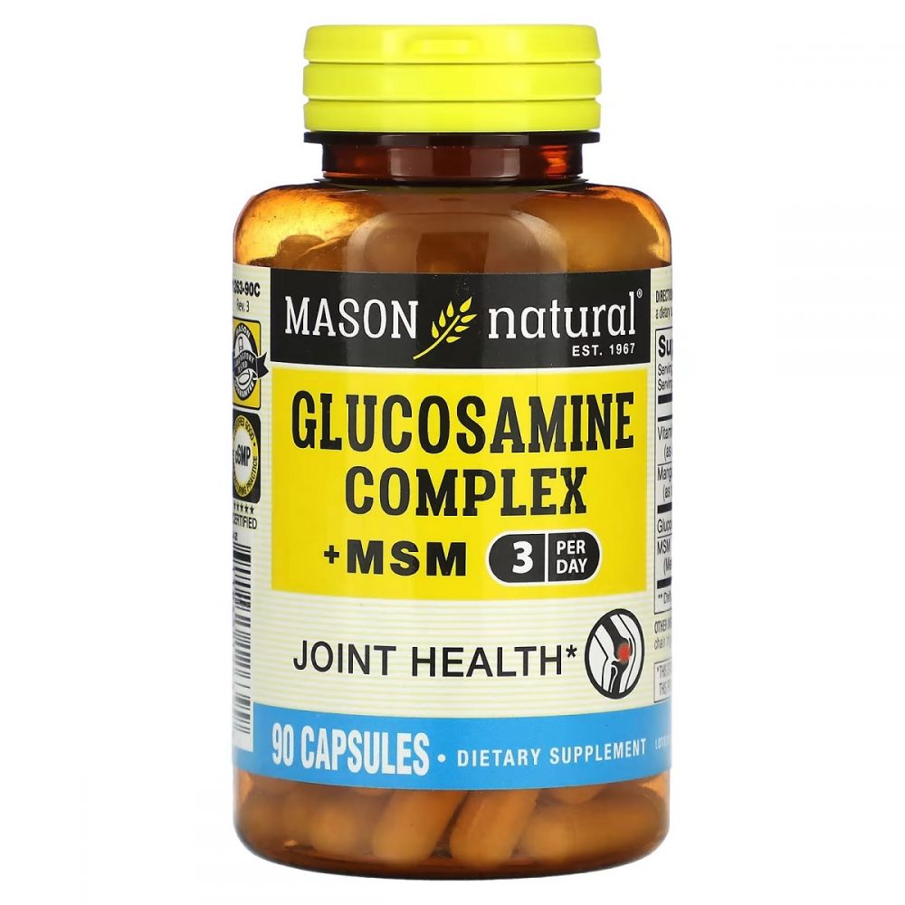 Комплекс глюкозаміну з МСМ, Glucosamine Complex + MSM, Mason Natural, 90 капсул