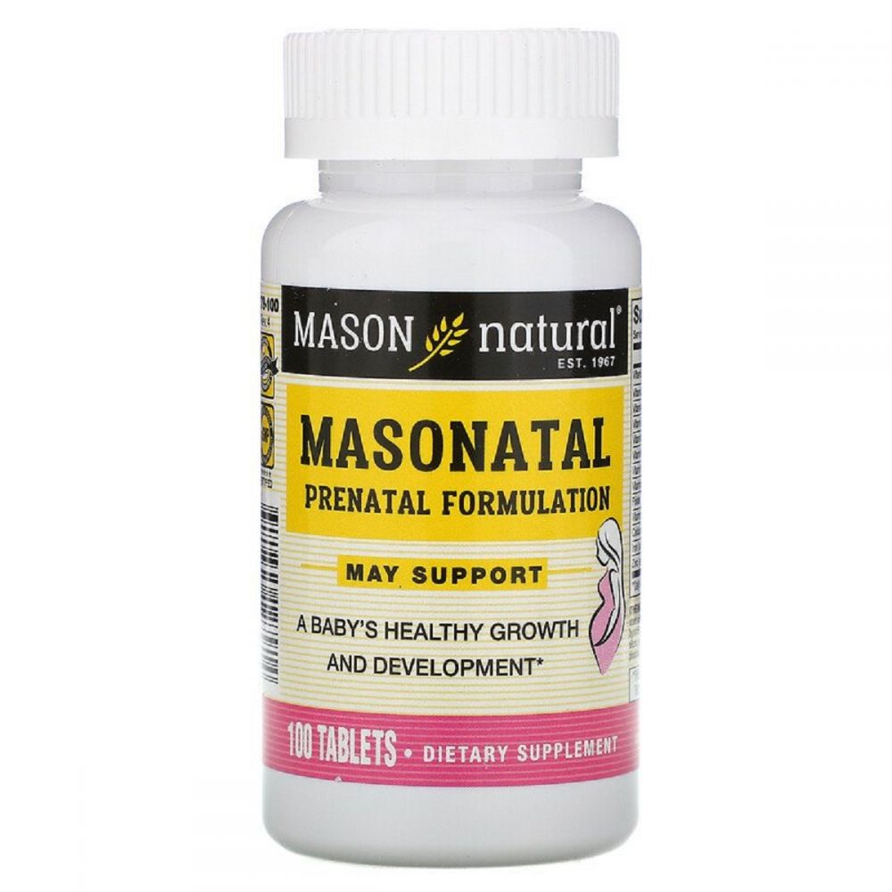 Мультивітаміни для Вагітних, Masonatal Prenatal Formulation, Mason Natural, 100 таблеток