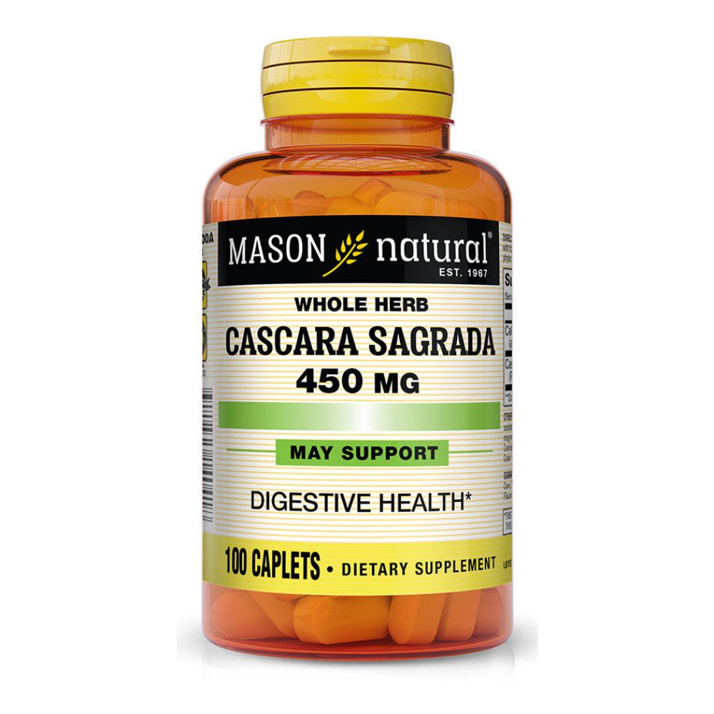 Каскара Саграда, 450 мг, Cascara Sagrada, Mason Natural, 100 каплет