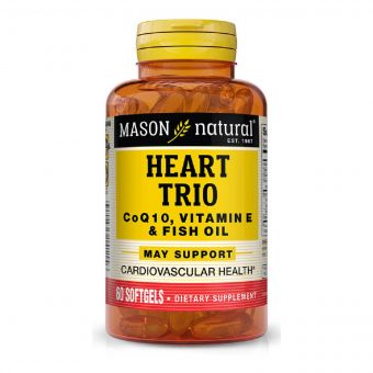 Здоров&apos;я Серця і Судин, Heart Trio CoQ10, Vitamin E & Fish Oil, Mason Natural, 60 гелевих капсул