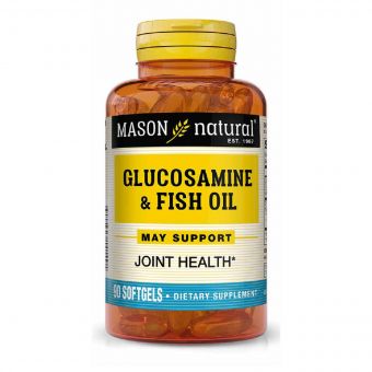 Глюкозамін і Риб'ячий жир, Glucosamine & Fish Oil, Mason Natural, 90 гелевих капсул