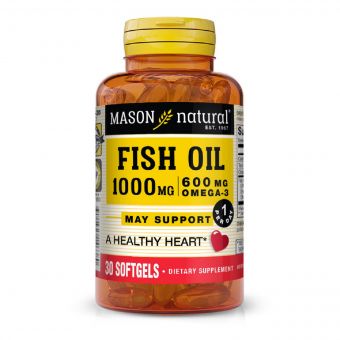 Риб&apos;ячий жир та Омега 3 1000/600мг, Fish Oil & Omega 3, Mason Natural, 30 гелевих капсул