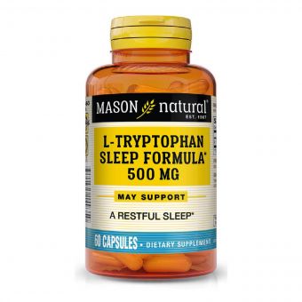 L-триптофан 500 мг, Формула для сну, L-Tryptophan Sleep Formula, Mason Natural, 60 капсул
