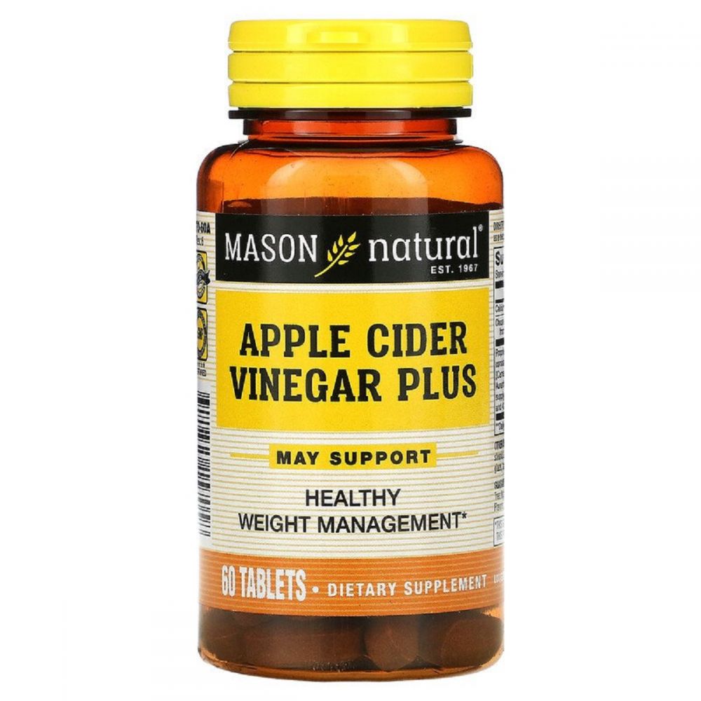 Яблучний оцет +, Apple Cider Vinegar Plus, Mason Natural, 60 таблеток