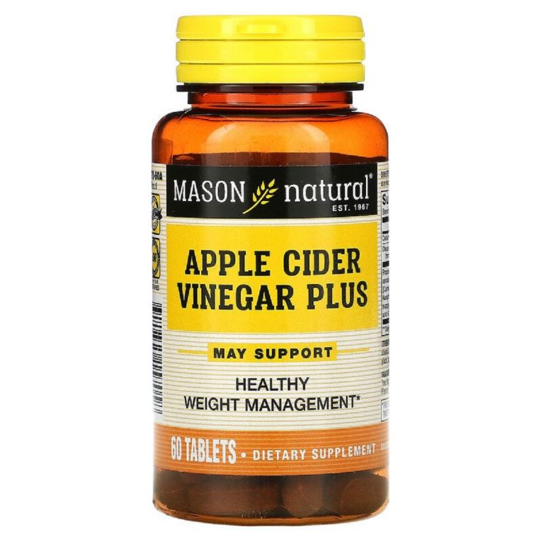 Яблучний оцет +, Apple Cider Vinegar Plus, Mason Natural, 60 таблеток