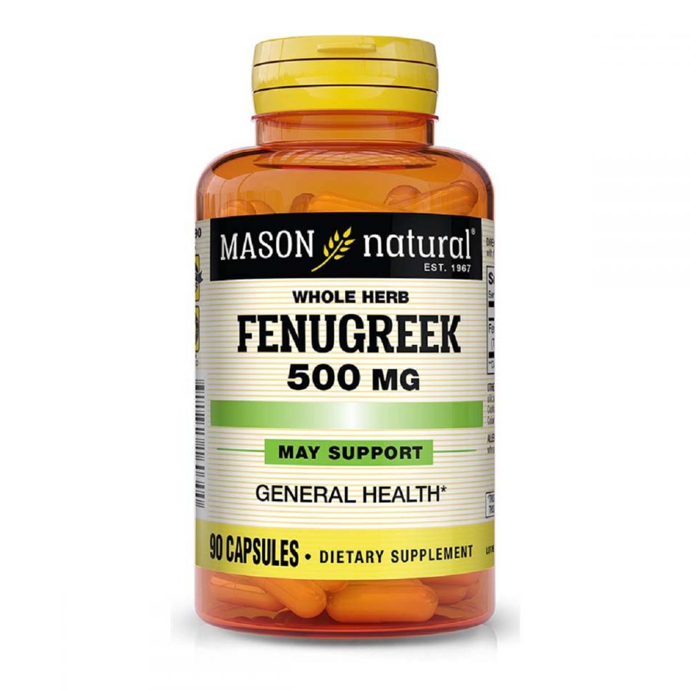 Пажитник 500мг, Fenugreek, Mason Natural, 90 капсул