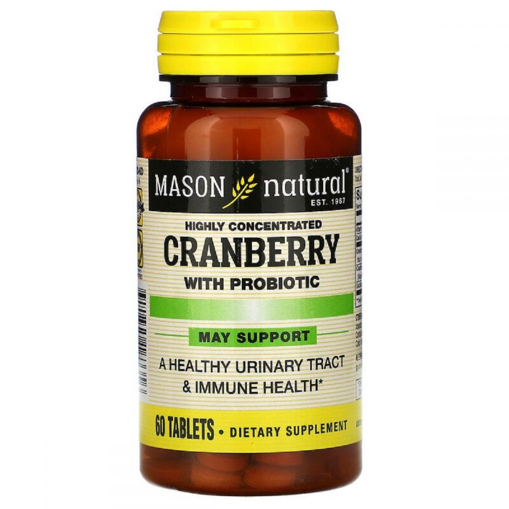 Журавлина з пробиотиком, Cranberry with Probiotic, Mason Natural, 60 таблеток