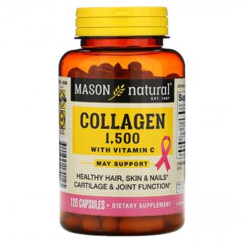 Колаген з вітаміном C, 1500 мг, Collagen, Mason Natural, 120 капсул