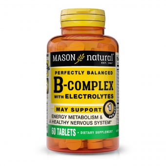 B-комплекс з електролітами, B-Complex With Electrolytes, Mason Natural, 60 таблеток