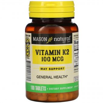 Вітамін K2 100 мкг, Vitamin K2, Mason Natural, 100 таблеток