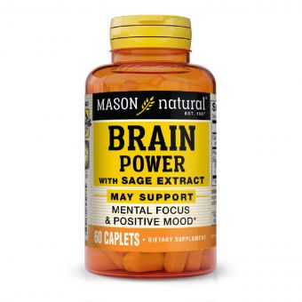 Сила мозку з екстрактом шавлії, Brain power with sage extract, Mason Natural, 60 каплет