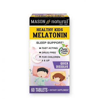 Дитячий Мелатонін, смак фруктів, Healthy Kids Melatonin, Mason Natural, 60 таблеток