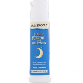 Підтримка сну з мелатоніном, спрей з малиновим смаком, Sleep Support Spray with Melatonin, Dr. Mercola, 25 мл (0,85 рідких унцій)