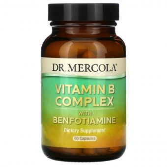 Комплекс Вітамінів B з бенфотіаміном, Vitamin B Complex with Benfotiamine, Dr. Mercola, 60 капсул