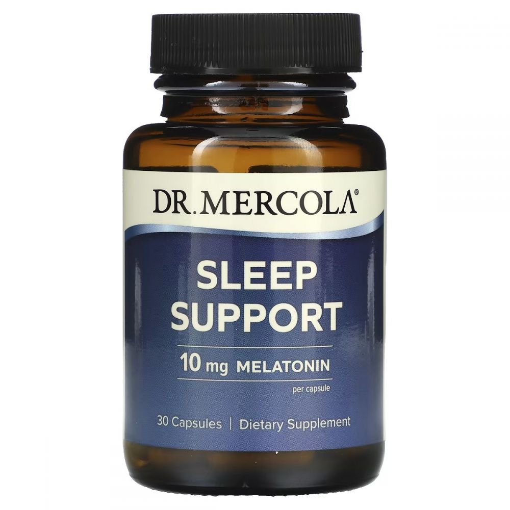 Підтримка сну з Мелатоніном, 10 мг, Sleep Support, Dr. Mercola, 30 капсул