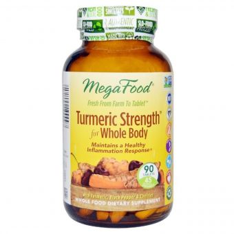 Сила куркуми для всього організму, Turmeric Strength for Whole Body, MegaFood, 90 таблеток
