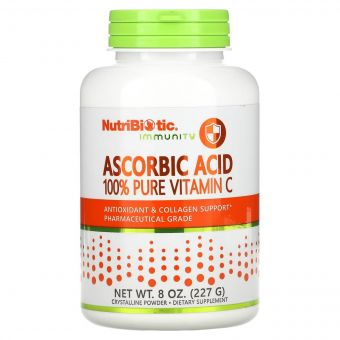 Аскорбінова кислота у порошку, Вітамін C, Ascorbic Acid, 100% Pure Vitamin C, NutriBiotic, 227 гр