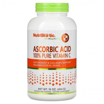 Аскорбінова кислота у порошку, Вітамін C, Ascorbic Acid, 100% Pure Vitamin C, NutriBiotic, 454 гр