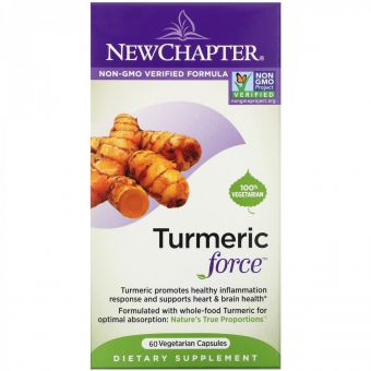 Куркумин, Turmeric Force, New Chapter, 60 вегетаріанських капсул