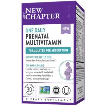 Щоденні Мультівітаміни для вагітних, One Daily Prenatal Multivitamin, New Chapter, 30 вегетаріанських капсул