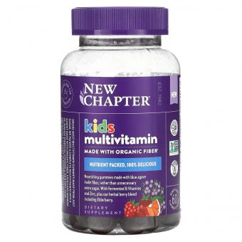 Мультивітаміни для дітей, ягідно-цитрусовий смак, Kid&apos;s Multivitamin, New Chapter, 60 жувальних цукерок