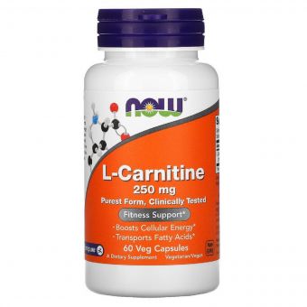 L-Карнітин, 250 мг, L-Carnitine, Now Foods, 60 вегетаріанських капсул