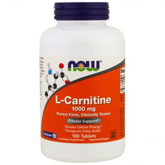 L-Карнітин, 1000 мг, L-Carnitine, Now Foods, 100 таблеток