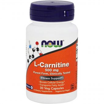 L-Карнітин, 500 мг, L-Carnitine, Now Foods, 30 капсул