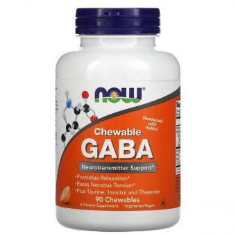 GABA (Гамма-Аміномасляна Кислота), Цитрусовий Смак, Now Foods, 250 мг, 90 жувальних таблеток