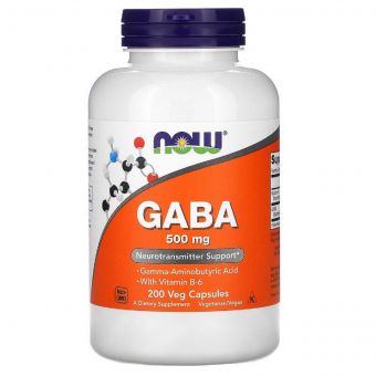 GABA (Гамма-Аміномасляна Кислота) 500мг, Now Foods, 200 вегетаріанських капсул