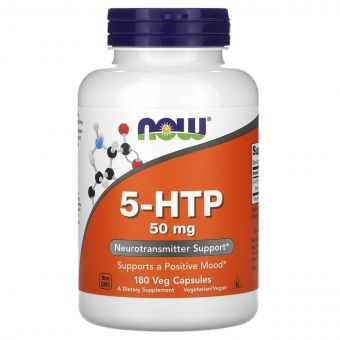 5-HTP (Гідроксітріптофан), 50 мг, Now Foods, 180 вегетаріанських капсул