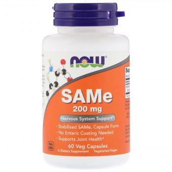 SAM-e (S-Аденозилметіонін), 200 мг, Now Foods, 60 желатинових капсул