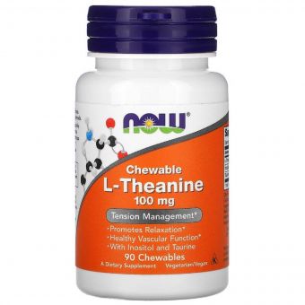 L-Теанін, L-Theanine, Now Foods, 100 мг, 90 жувальних таблеток