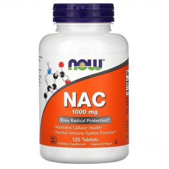 NAC (N-Ацетил-L-Цистеїн), Now Foods, 1000 мг, 120 таблеток