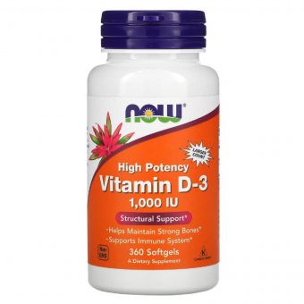Вітамін D3 1000IU, Now Foods, 360 желатинових капсул