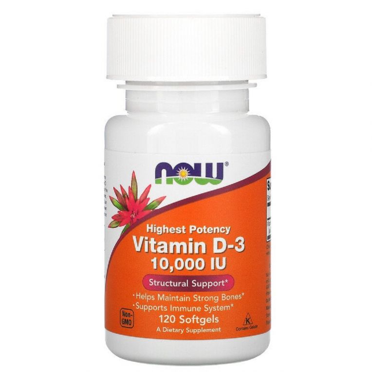 Вітамін D3 10000IU, Now Foods, 120 желатинових капсул