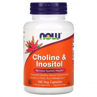 Холін (В4) та Інозітол (В8), Choline & Inositol, Now Foods, 500 мг, 100 вегетаріанських капсул