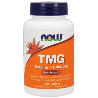 Триметилгліцин, ТМГ, TMG, Now Foods, 1000 мг, 100 таблеток