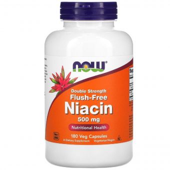 Ніацин (В3), No-Flush Niacin, Now Foods, 500 мг, 180 вегетаріанських капсул