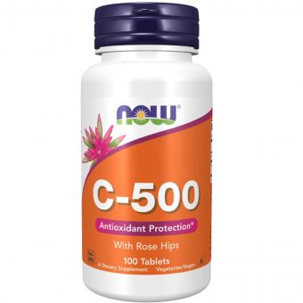 Вітамін C-500 з шипшиною, With Rose Hips, Now Foods, 100 таблеток